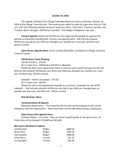 October 10, 2016 The regular meeting of the Otsego Township