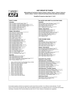 AGF Group of Funds Simplified Prospectus