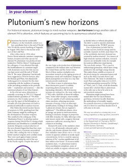 Plutonium`s new horizons