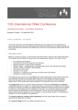 guidelines for papers - Continuous Innovation Network