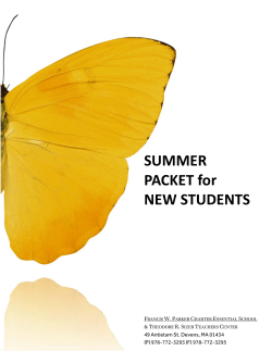SUMMER PACKET for NEW STUDENTS - Francis W. Parker Charter
