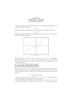 MATH 400 NUMERICAL ANALYSIS EQUATION SOLVING Some