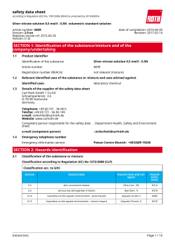 Safety Data Sheet: Silver nitrate solution 0,5 mol/l - 0,5N