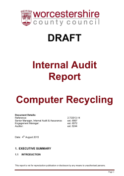 Internal Audit Report &ndash; Computer Recycling