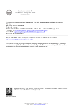OUdeU and AuthoUity in New NetheUland: The 1653