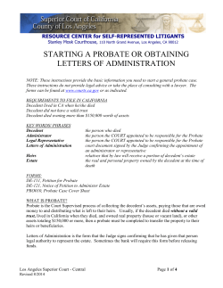 Letters of Administration - Los Angeles Superior Court