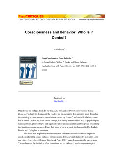 PsycCRITIQUES - Consciousness and Behavior: Who Is in Control?