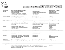 Characteristics of Successful Committee Volunteers