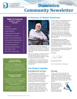 Dominion Community Newsletter - Dominion Diamond Corporation