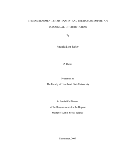THE ENVIRONMENT, CHRISTIANITY, AND THE ROMAN EMPIRE