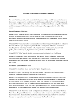 Terms and Conditions for Visiting Anne Frank House Introduction