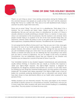 Think or Sink this Holiday Season on GG - Gina Mollicone-Long