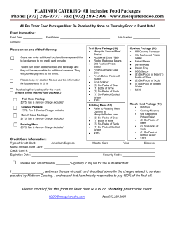 Pre Order Food Packages