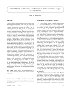 Animal Models That Elucidate Basic Principles of the Developmental