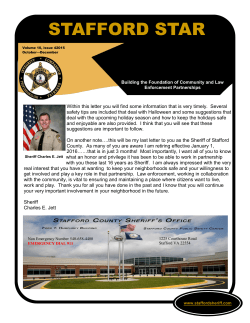 4 th Quarter 2015 Newsletter - Stafford County Sheriff`s Office