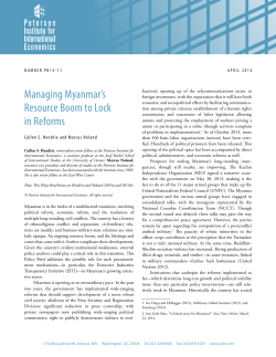 Policy Brief 14-11: Managing Myanmar`s Resource Boom to Lock in