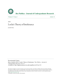 Locke`s Theory of Intolerance - Digital Commons @ IWU