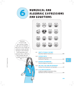 Numerical and Algebraic Expressions and Equations