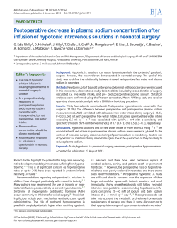 Postoperative decrease in plasma sodium concentration after