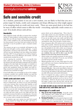 Money - Safe and sensible credit