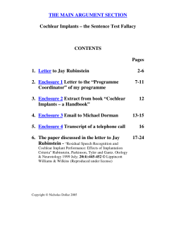 THE MAIN ARGUMENT SECTION Cochlear Implants &ndash; the