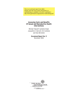 Assessing Costs and Benefits Of Sexual and Reproductive Health