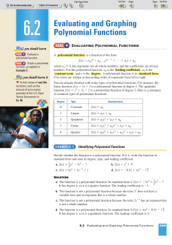 Evaluating and Graphing Polynomial Functions