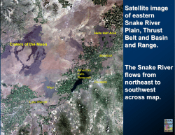 Satellite image of eastern Snake River Plain, Thrust Belt and Basin