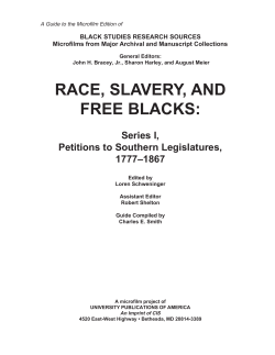 Race, Slavery, and Free Blacks