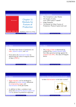 Chapter 11 Markets for Factors of Production