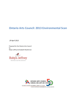 Ontario Arts Council: 2013 Environmental Scan
