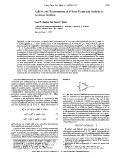 Acidity and Tautomerism of P-Keto Esters and Amides in Aqueous