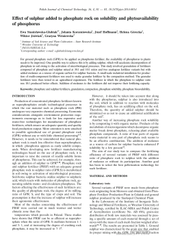 Effect of sulphur added to phosphate rock on solubility and
