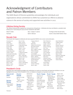 Acknowledgment of Contributors and Patron Members