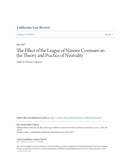The Effect of the League of Nations Covenant on the Theory and