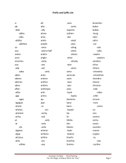 Prefix and Suffix List a