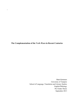 The Complementation of the Verb Warn in Recent Centuries