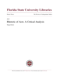 Rhetoric of Acts: A Critical Analysis - DigiNole!