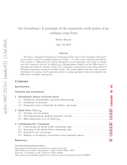 On Greenberg`s L-invariant of the symmetric sixth power of an