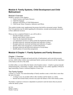 Module 6: Family Systems, Child Development and Child Maltreatment