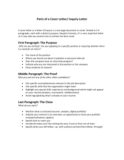 Parts of a Cover Letter/Inquiry Letter