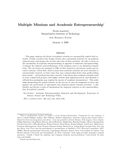 Multiple Missions and Academic Entrepreneurship*