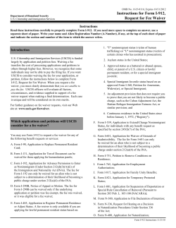 Instructions for Form I-912, Request for Fee Waiver
