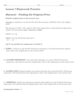 Lesson 7 Homework Practice Discount &ndash; Finding the Original Price