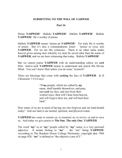 SUBMITTING TO THE WILL OF YAHWEH, Part 16