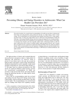 Preventing Obesity and Eating Disorders in Adolescents: What Can