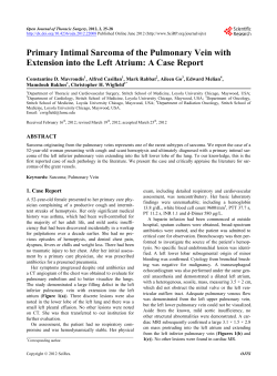 Primary Intimal Sarcoma of the Pulmonary Vein