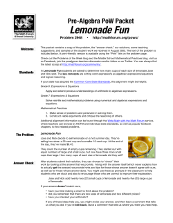 Lemonade Fun - The Math Forum @ Drexel