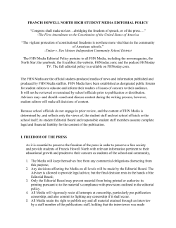 FRANCIS HOWELL NORTH HIGH STUDENT MEDIA EDITORIAL