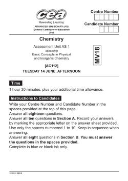 AS 1, Basic Concepts in Physical and Inorganic Chemistry
